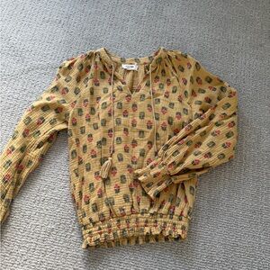 Anthropologie Mustard Floral Blouse